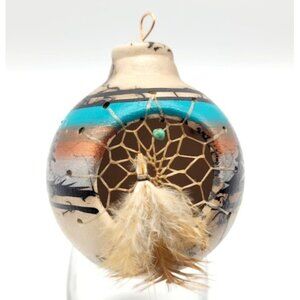 Native American Navajo Art Handmade Clay Ornament Dreamcatcher Southwest Feather